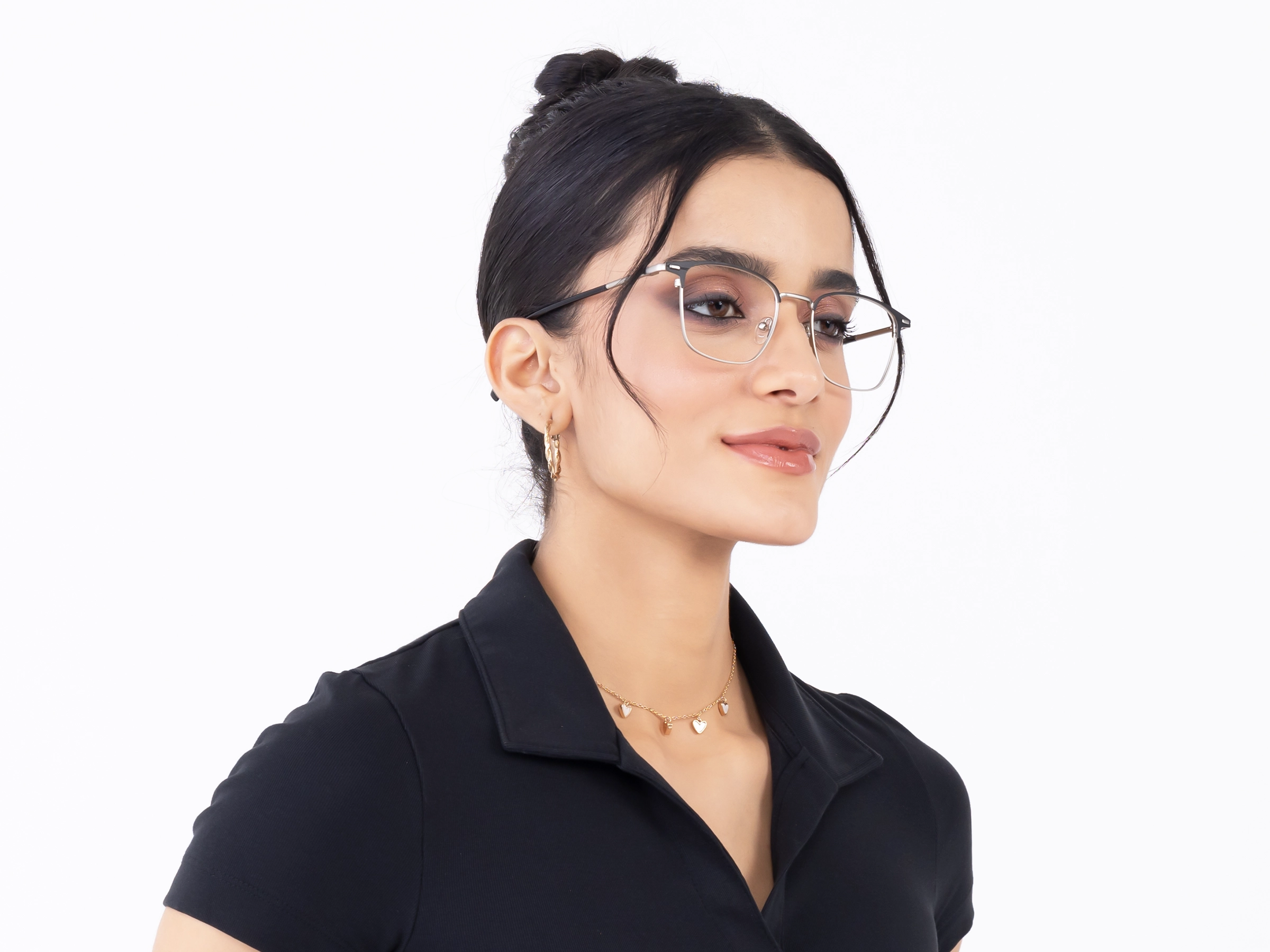 Matte Black & Gunmetal Square Glasses