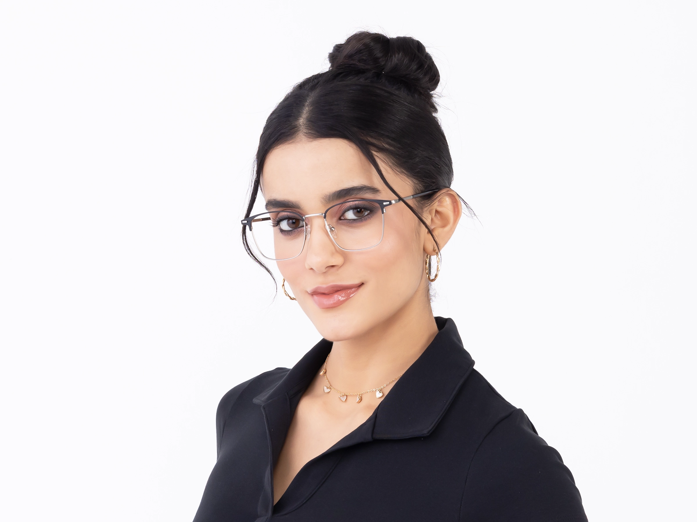 Matte Black & Gunmetal Square Glasses