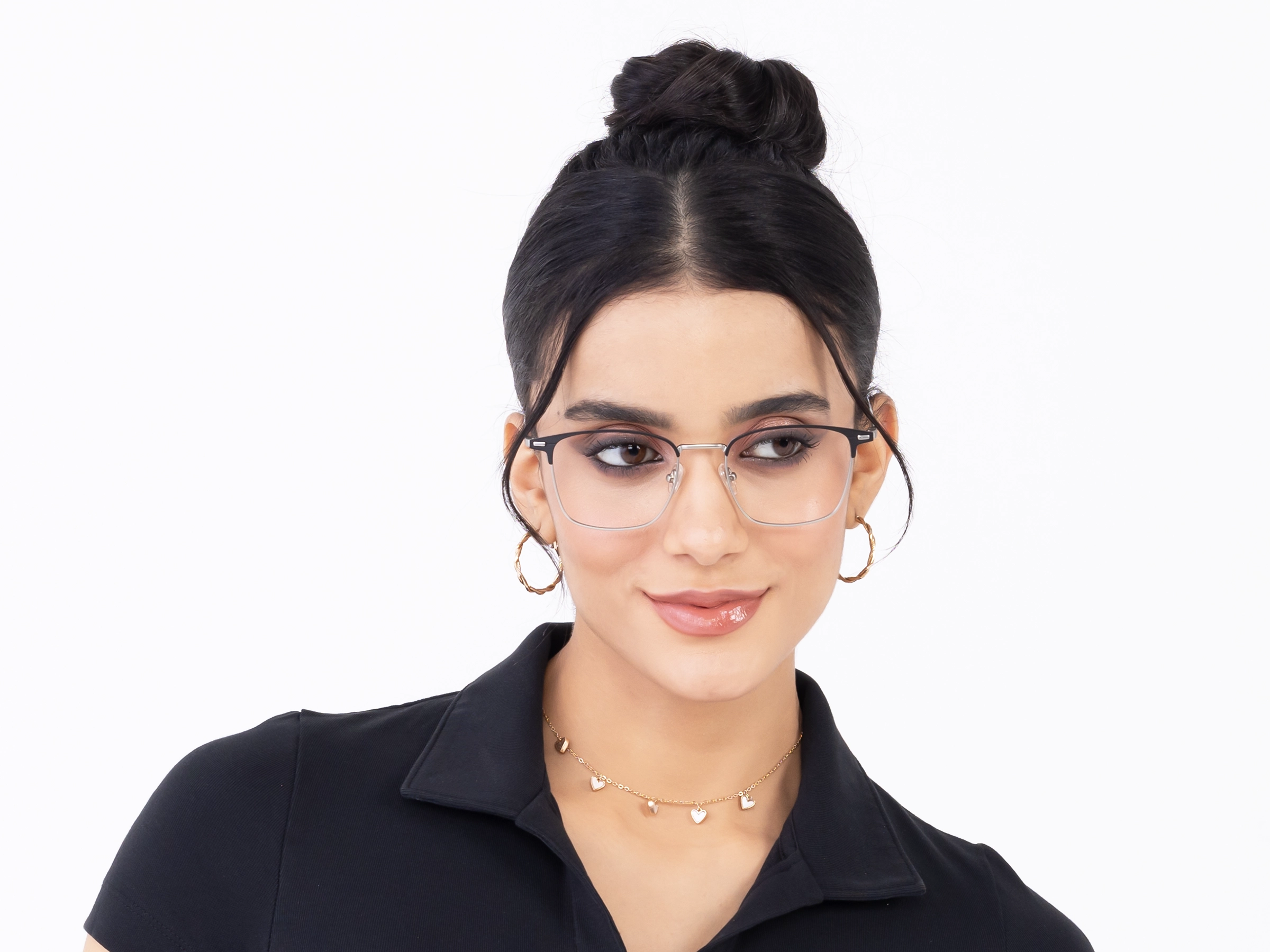 Matte Black & Gunmetal Square Glasses