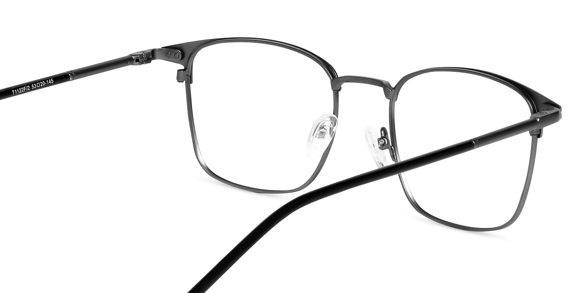 Matte Black & Gunmetal Square Glasses-5