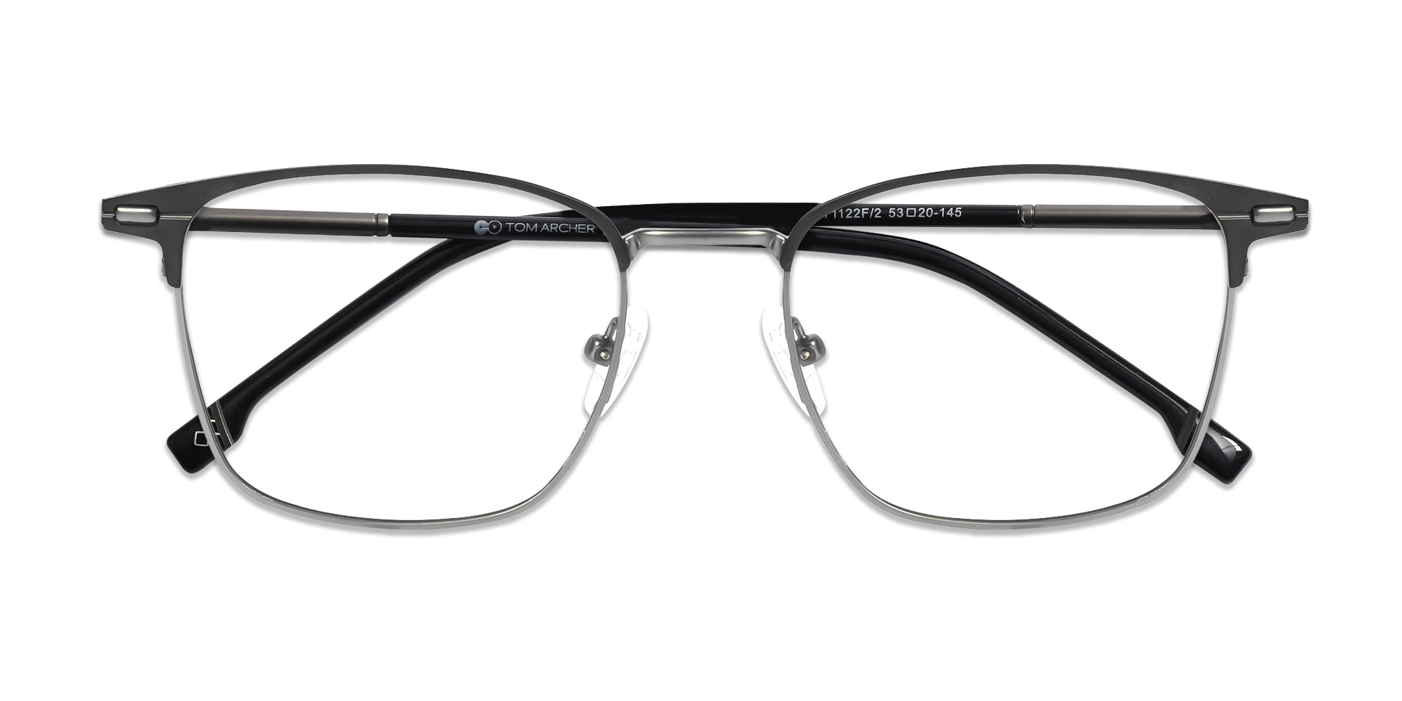 Matte Black & Gunmetal Square Glasses-6