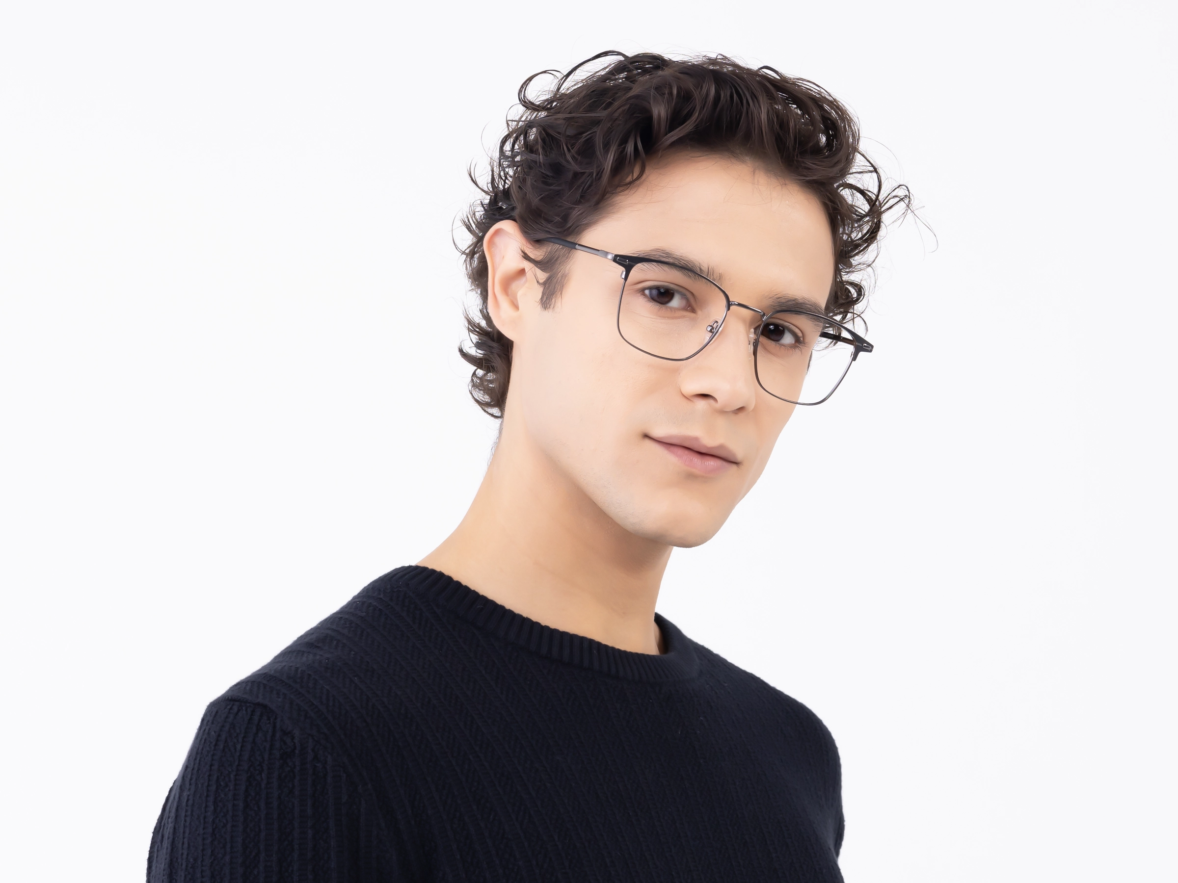 Titanium Gunmetal Square Glasses