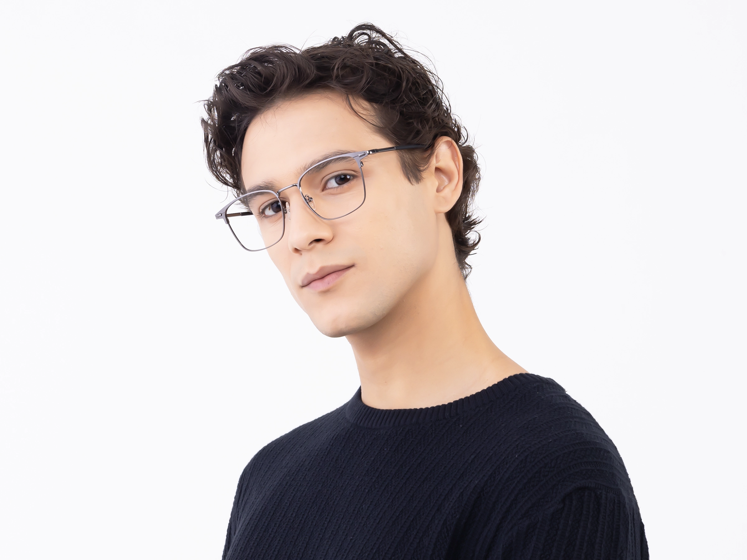 Titanium Gunmetal Square Glasses