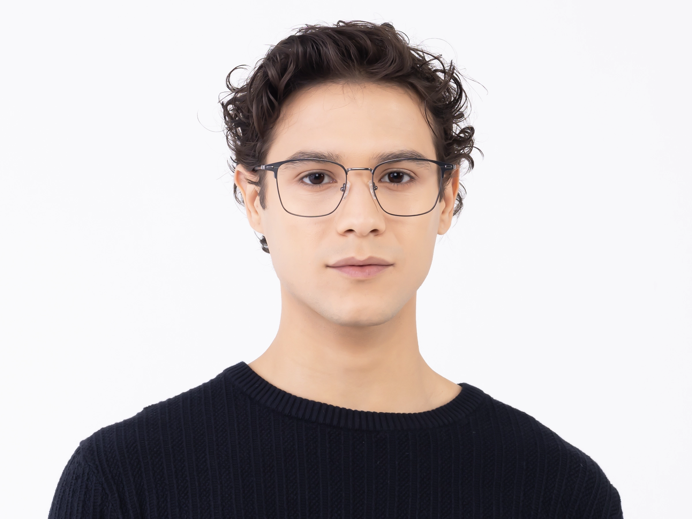 Titanium Gunmetal Square Glasses