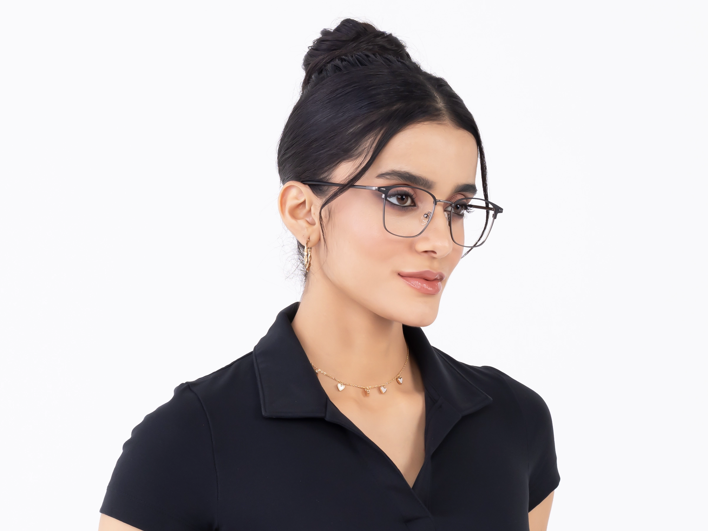 Titanium Gunmetal Square Glasses