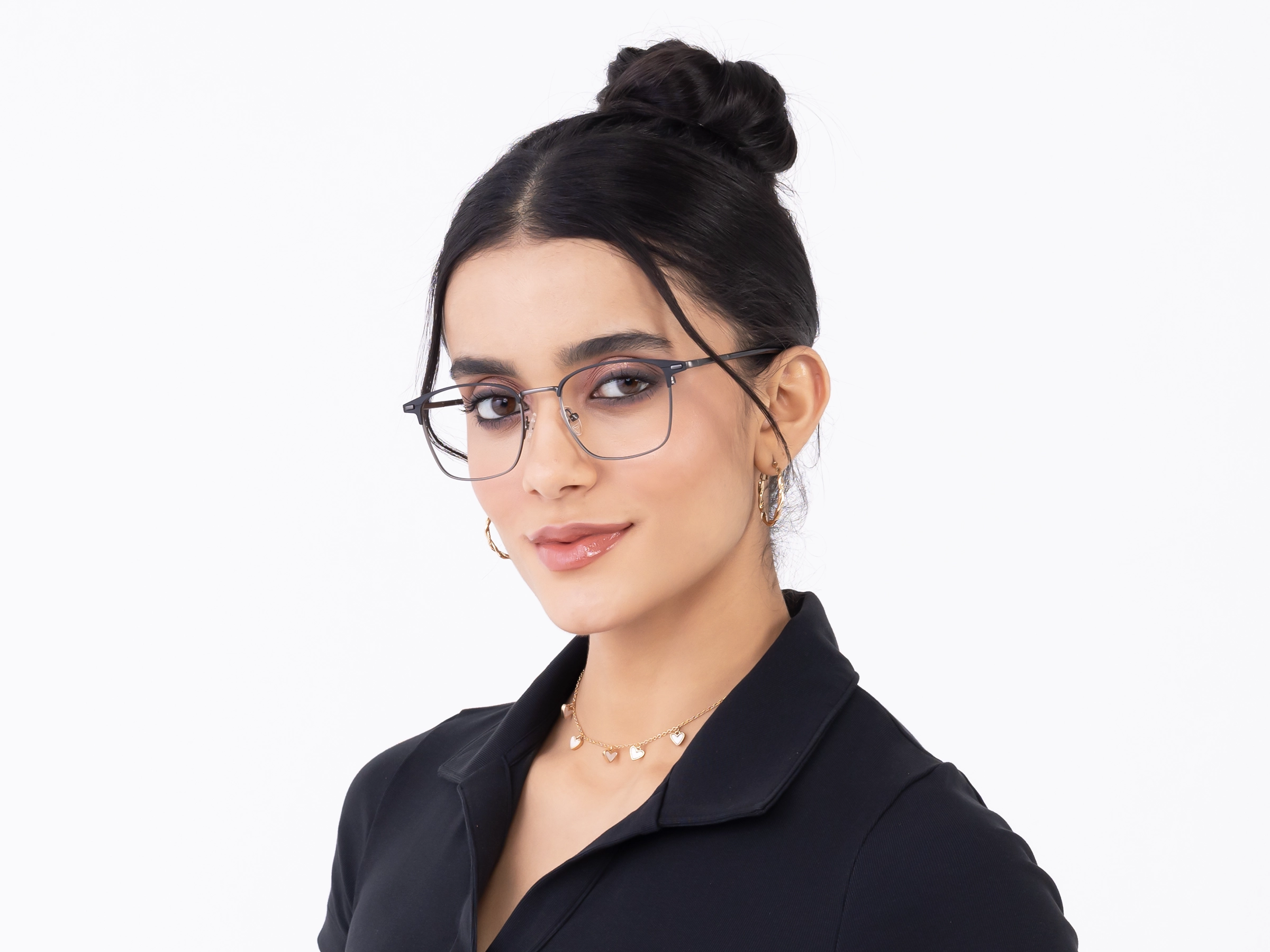 Titanium Gunmetal Square Glasses