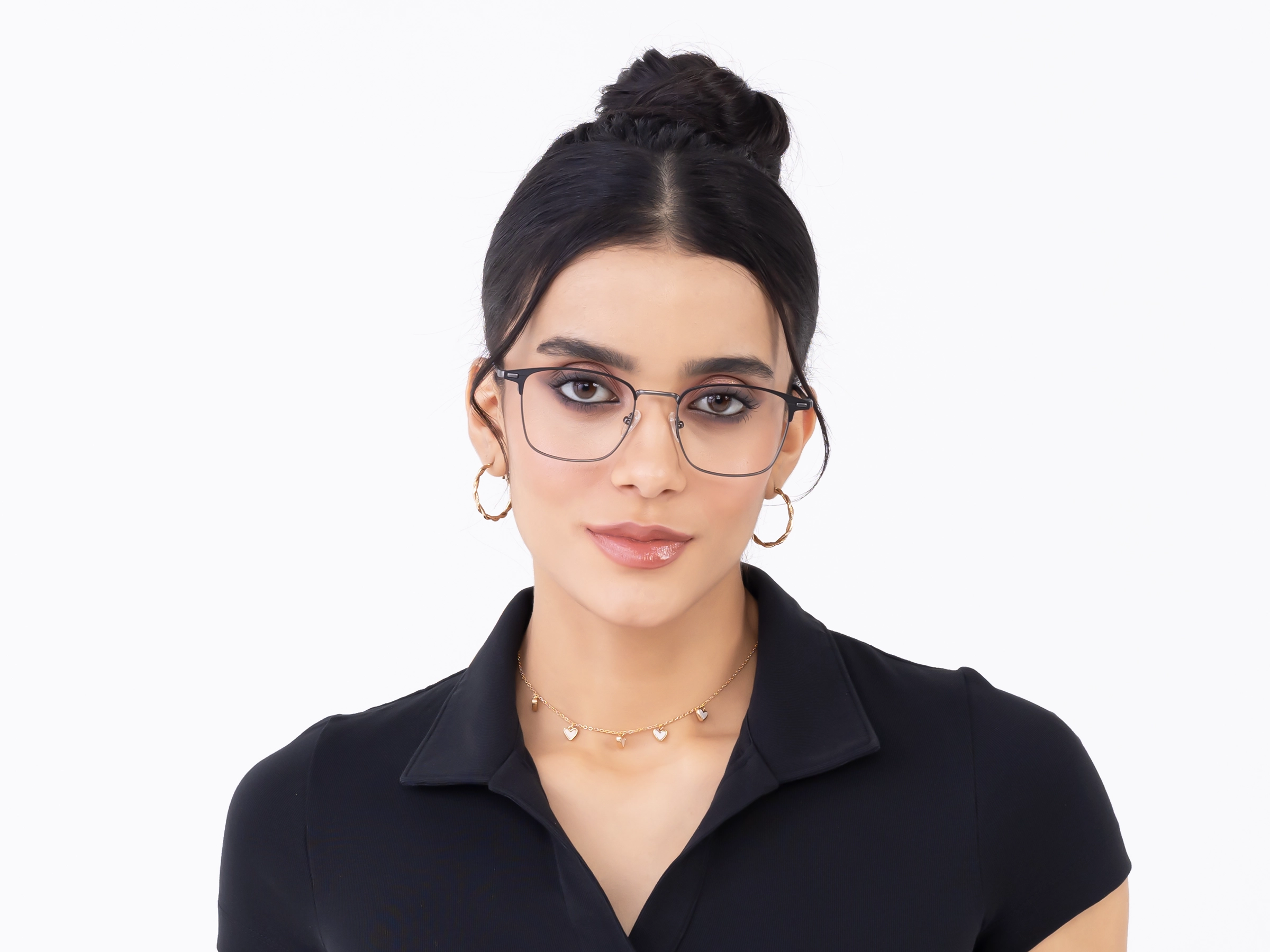 Titanium Gunmetal Square Glasses