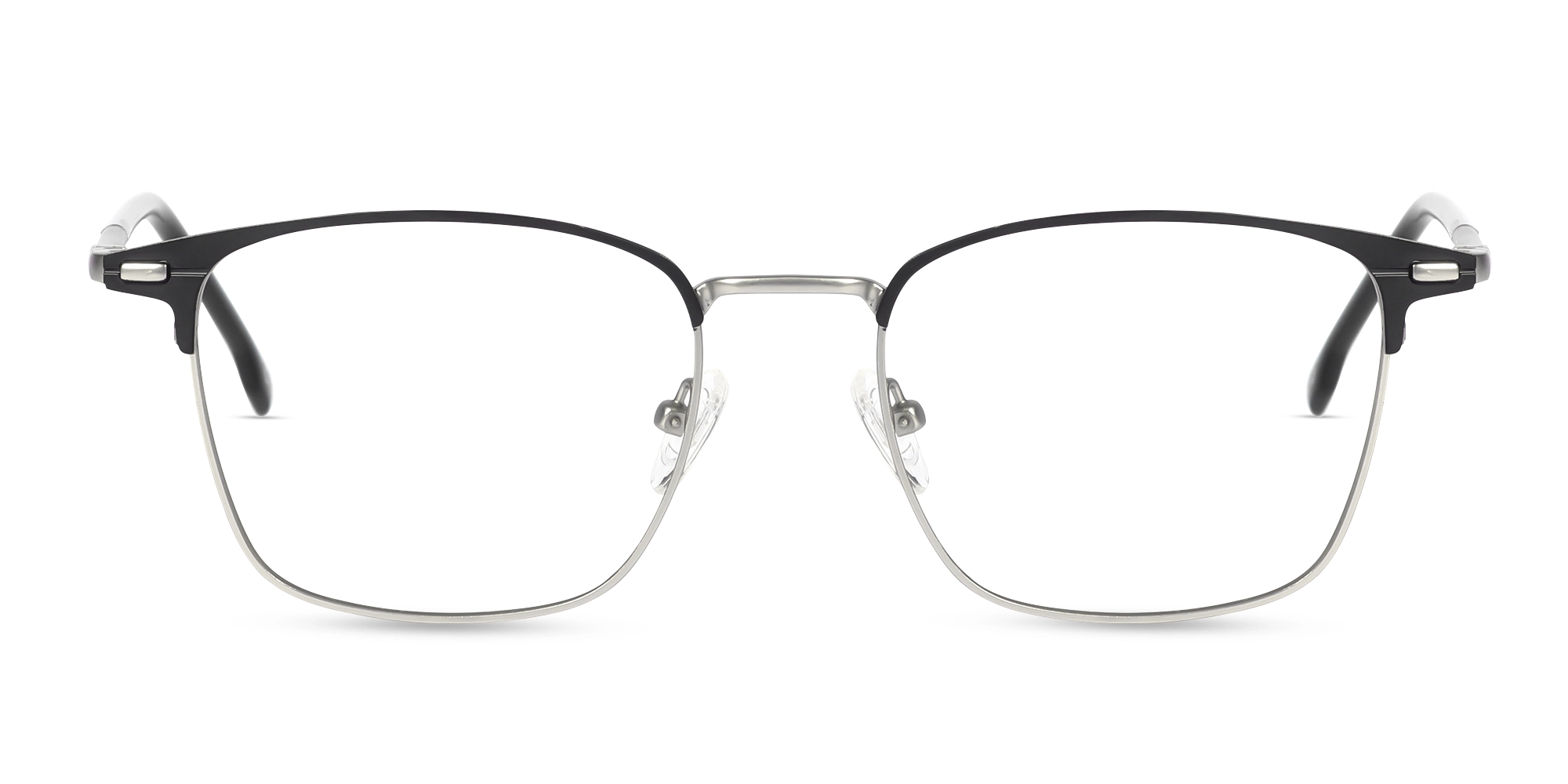 Matte Black & Silver Square Glasses-1 Matte Black & Silver Square Glasses-1