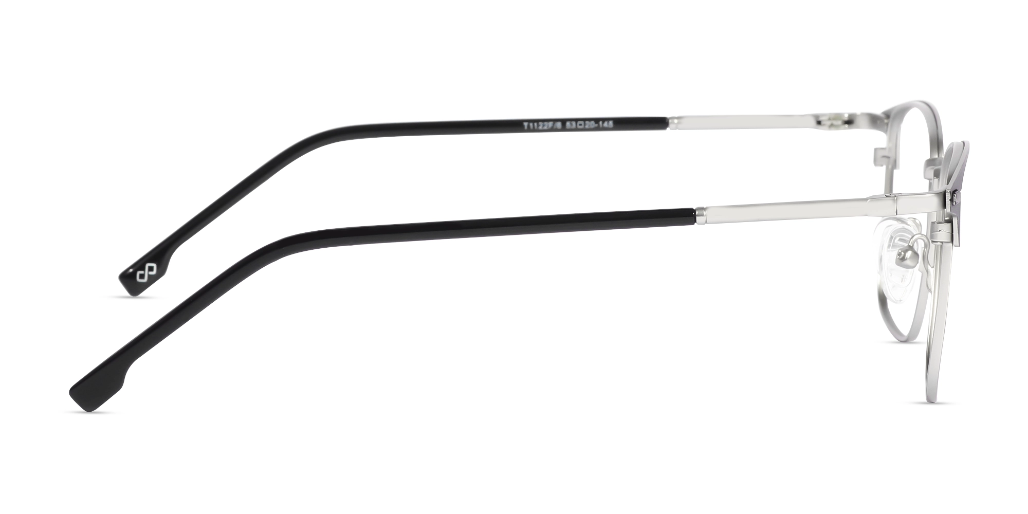 Matte Black & Silver Square Glasses-4