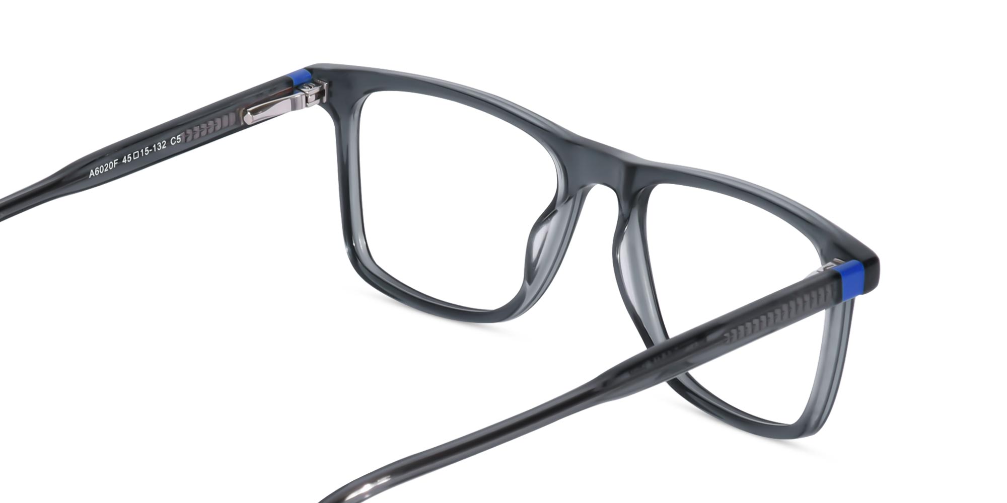 Crystal Slate Gray Rectangular Eyeglasses Frames-5
