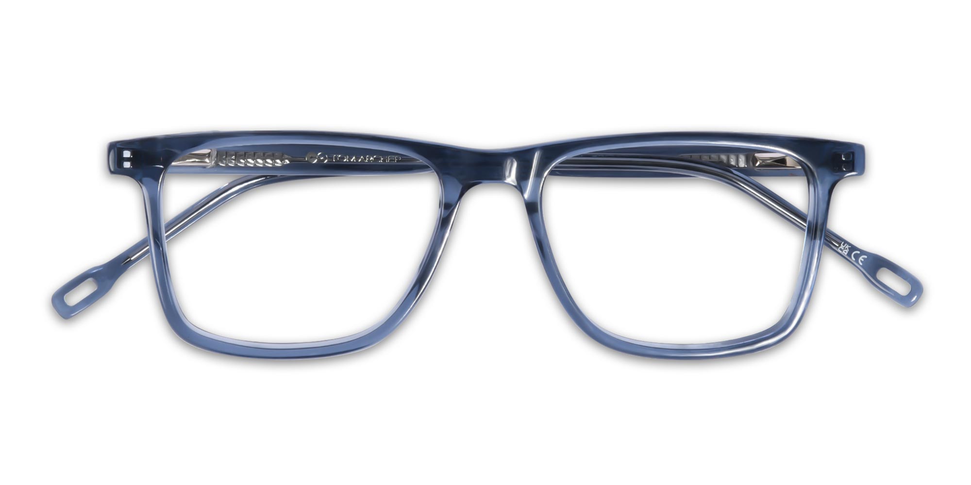 Crystal Denim Blue Rectangular Acetate Glasses-6