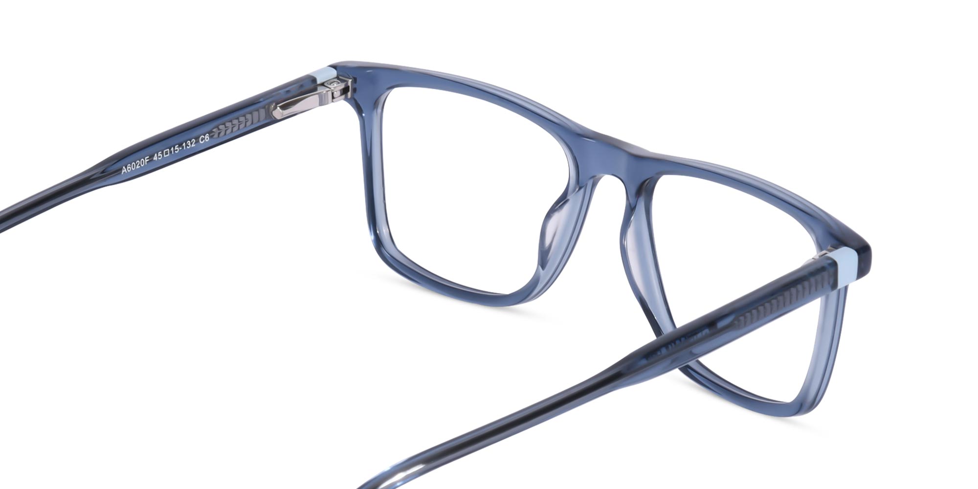 Crystal Denim Blue Rectangular Acetate Glasses-5