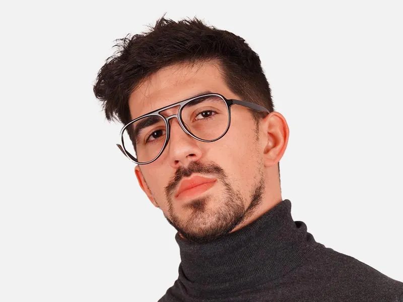Black Pilot Frame Glasses-2