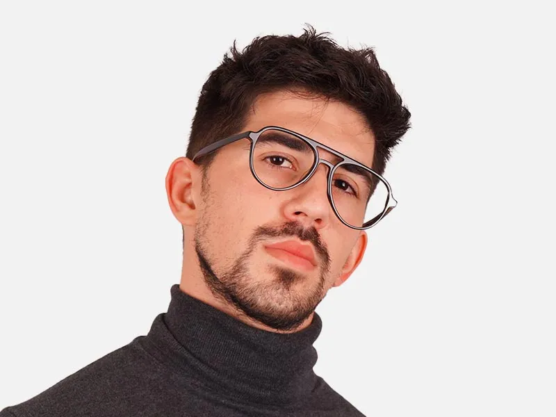 Black Pilot Frame Glasses-2