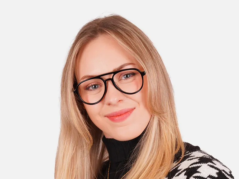 Black Pilot Frame Glasses-2