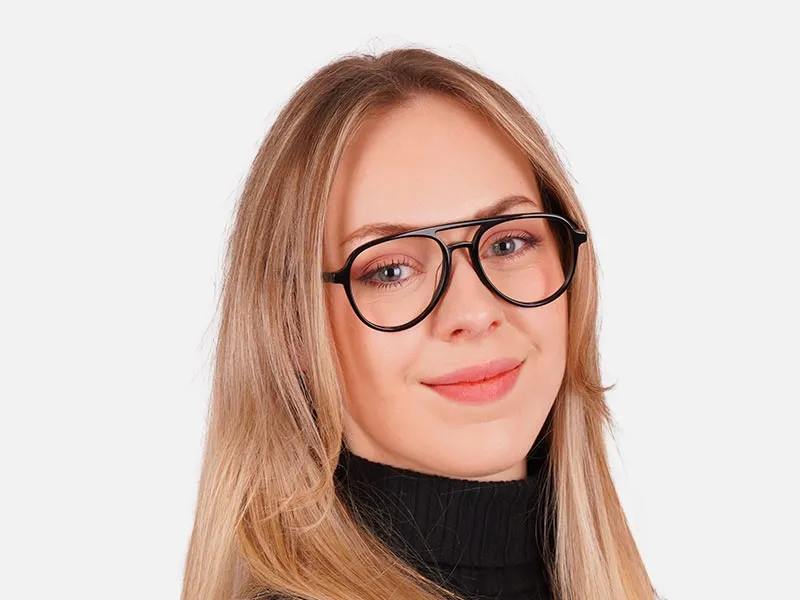 Black Pilot Frame Glasses-2
