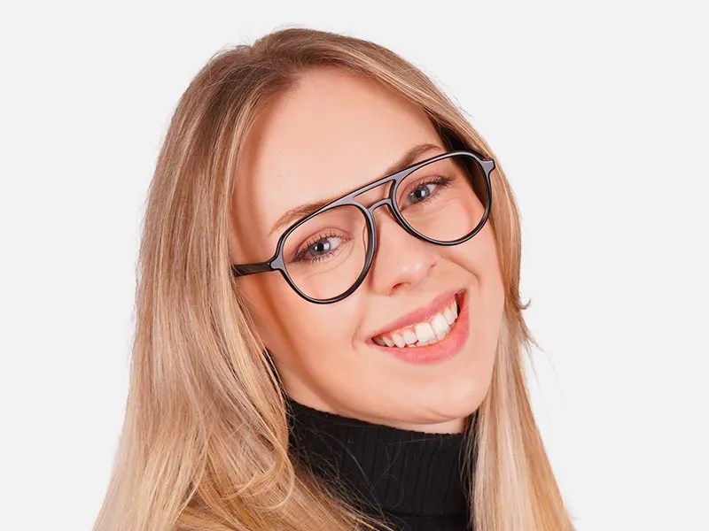 Black Pilot Frame Glasses-2