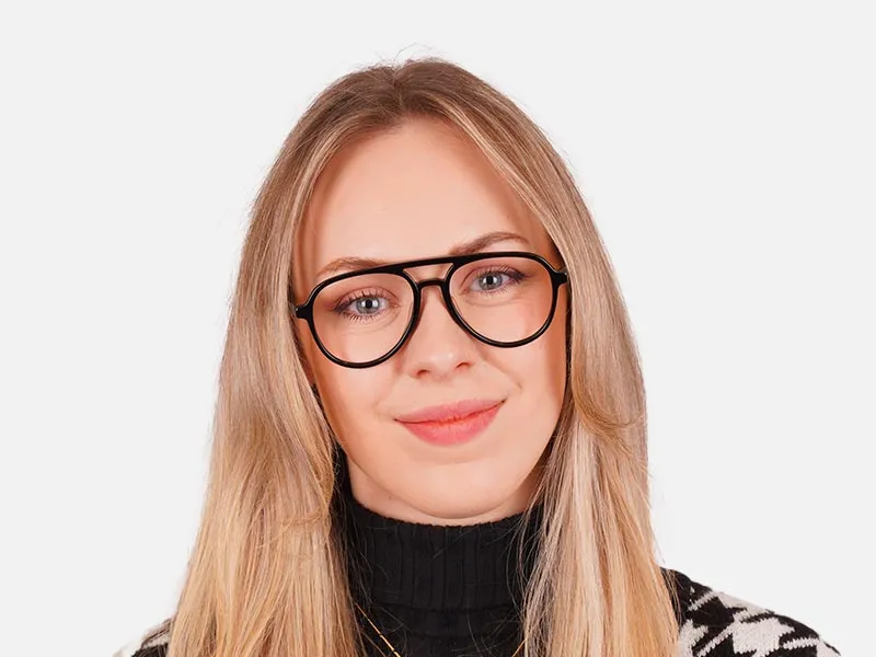 Black Pilot Frame Glasses-2