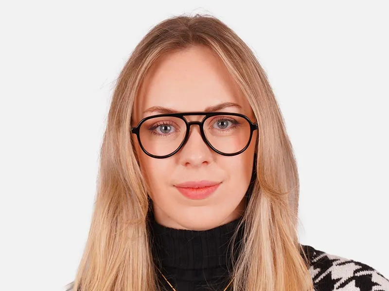 Black Pilot Frame Glasses-2