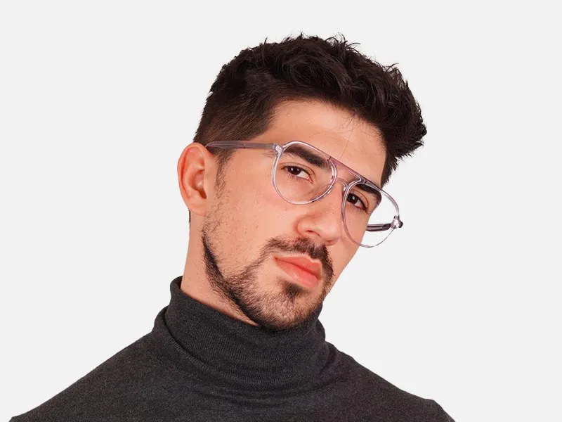 Clear Frame Double Bridge Glasses-2