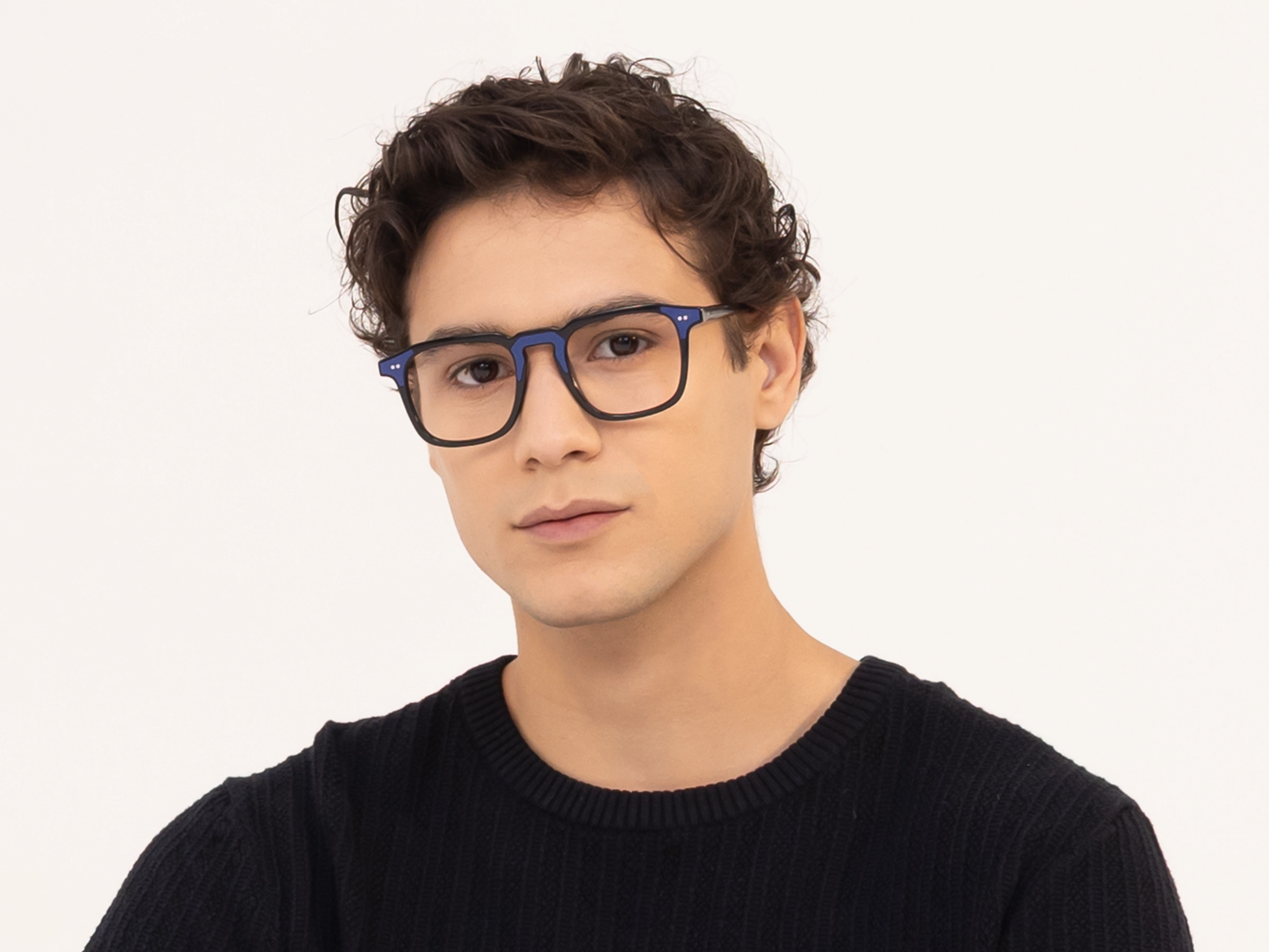 Black & Indigo Square Acetate Glasses
