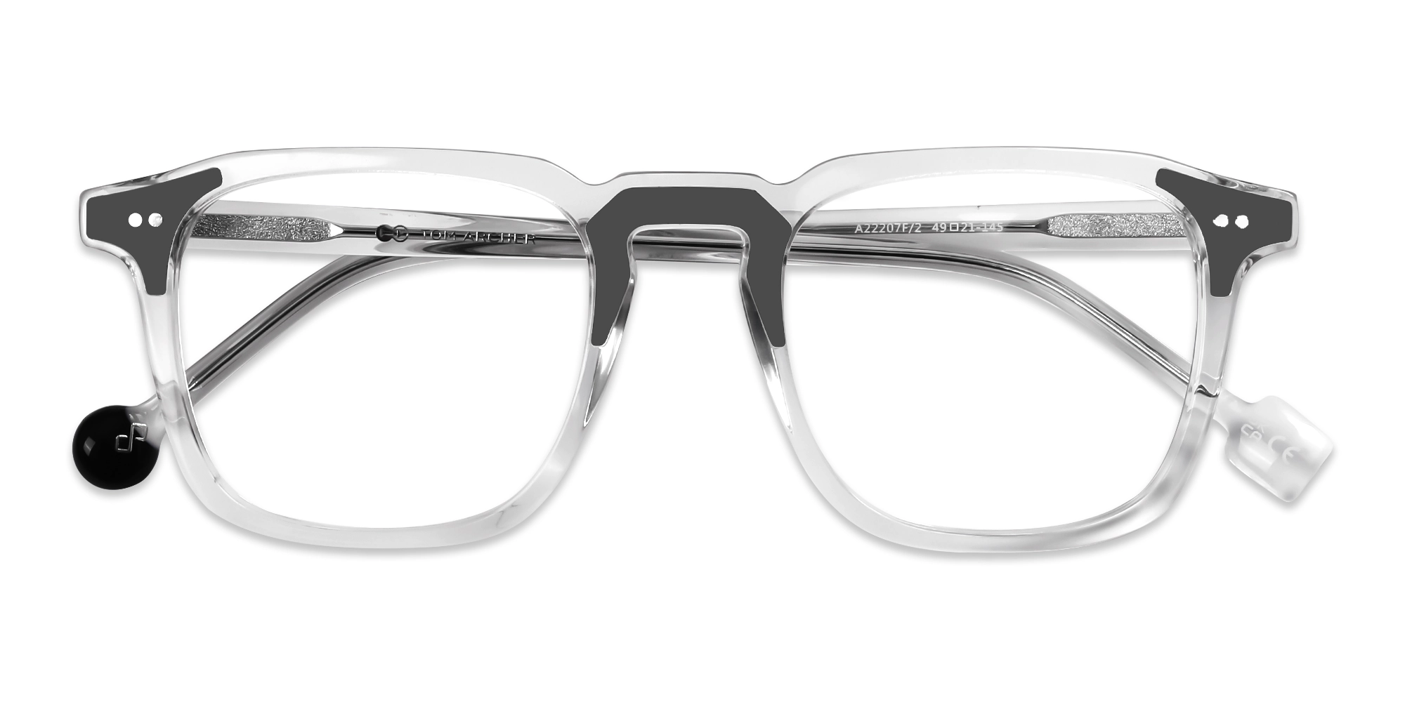 Crystal Clear & Black Square Acetate Glasses