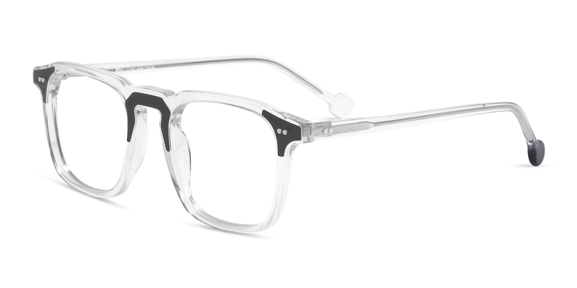 Crystal Clear & Black Square Acetate Glasses