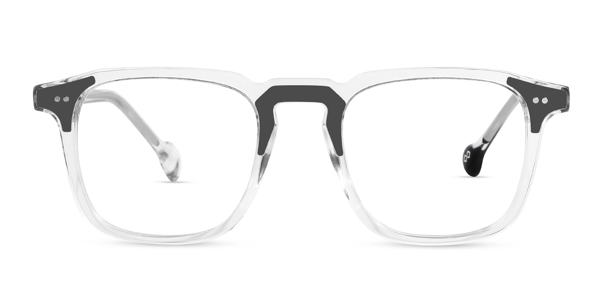 Crystal Clear & Black Square Acetate Glasses Crystal Clear & Black Square Acetate Glasses