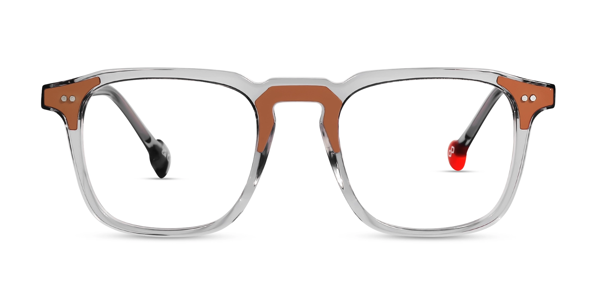 Crystal Grey & Tan Square Acetate Glasses
