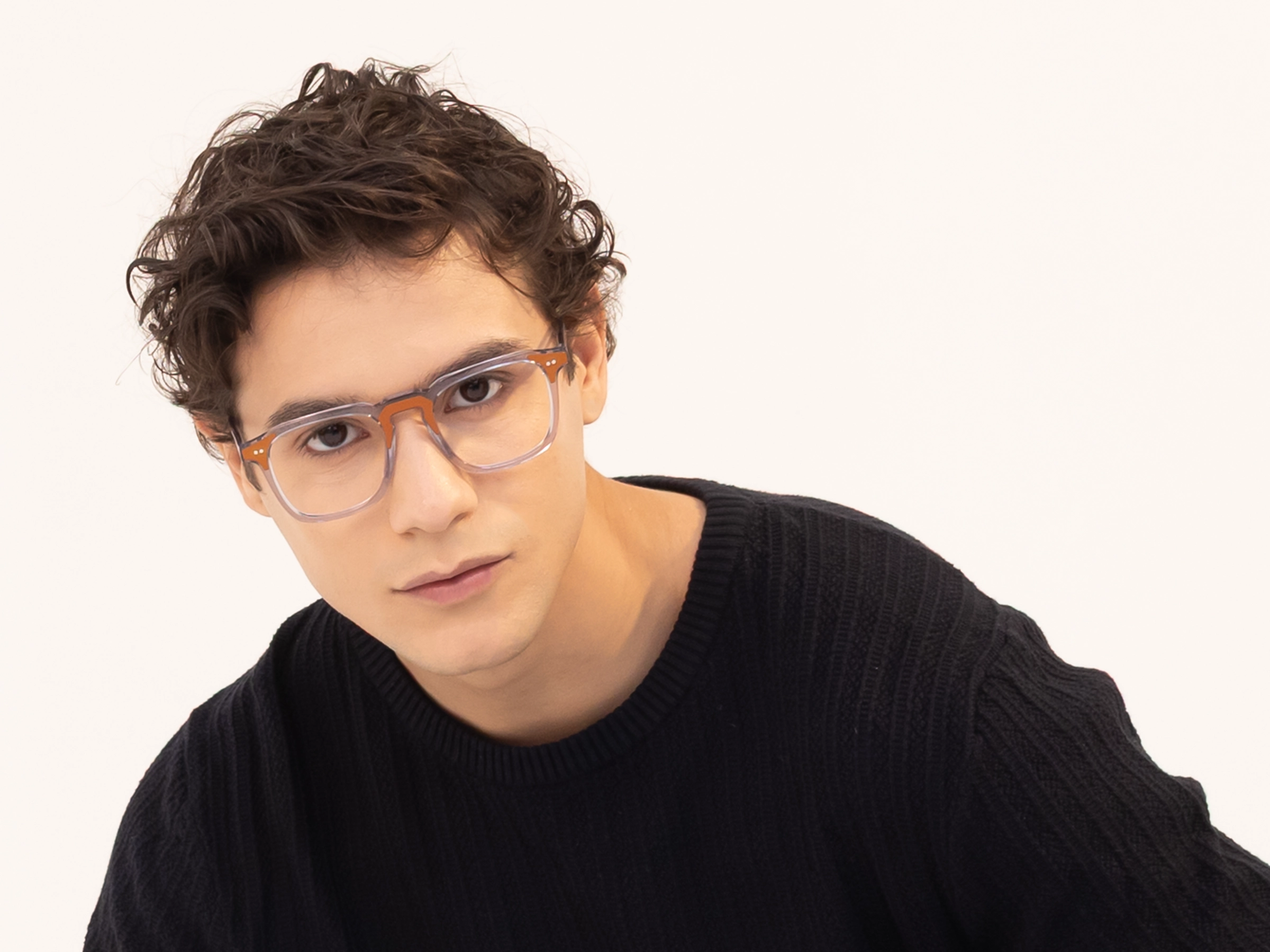 Crystal Grey & Tan Square Acetate Glasses