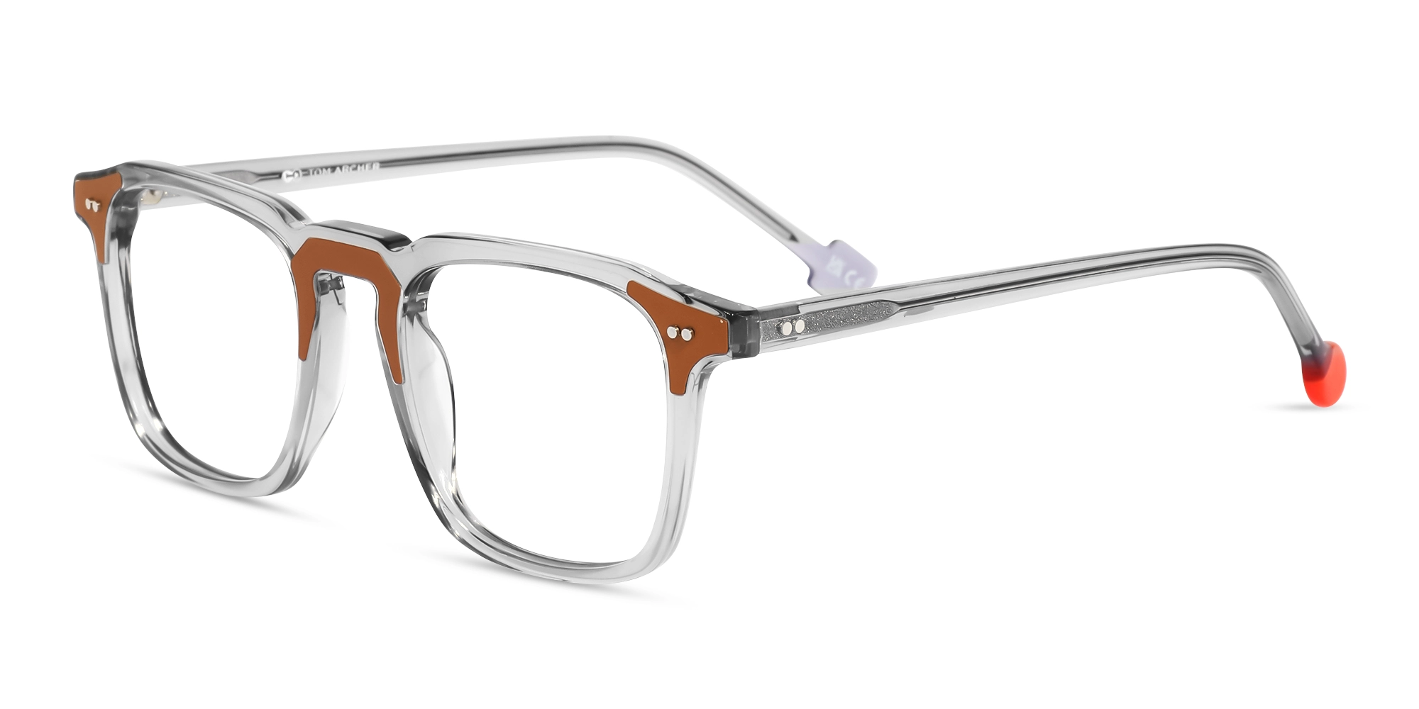 Crystal Grey & Tan Square Acetate Glasses