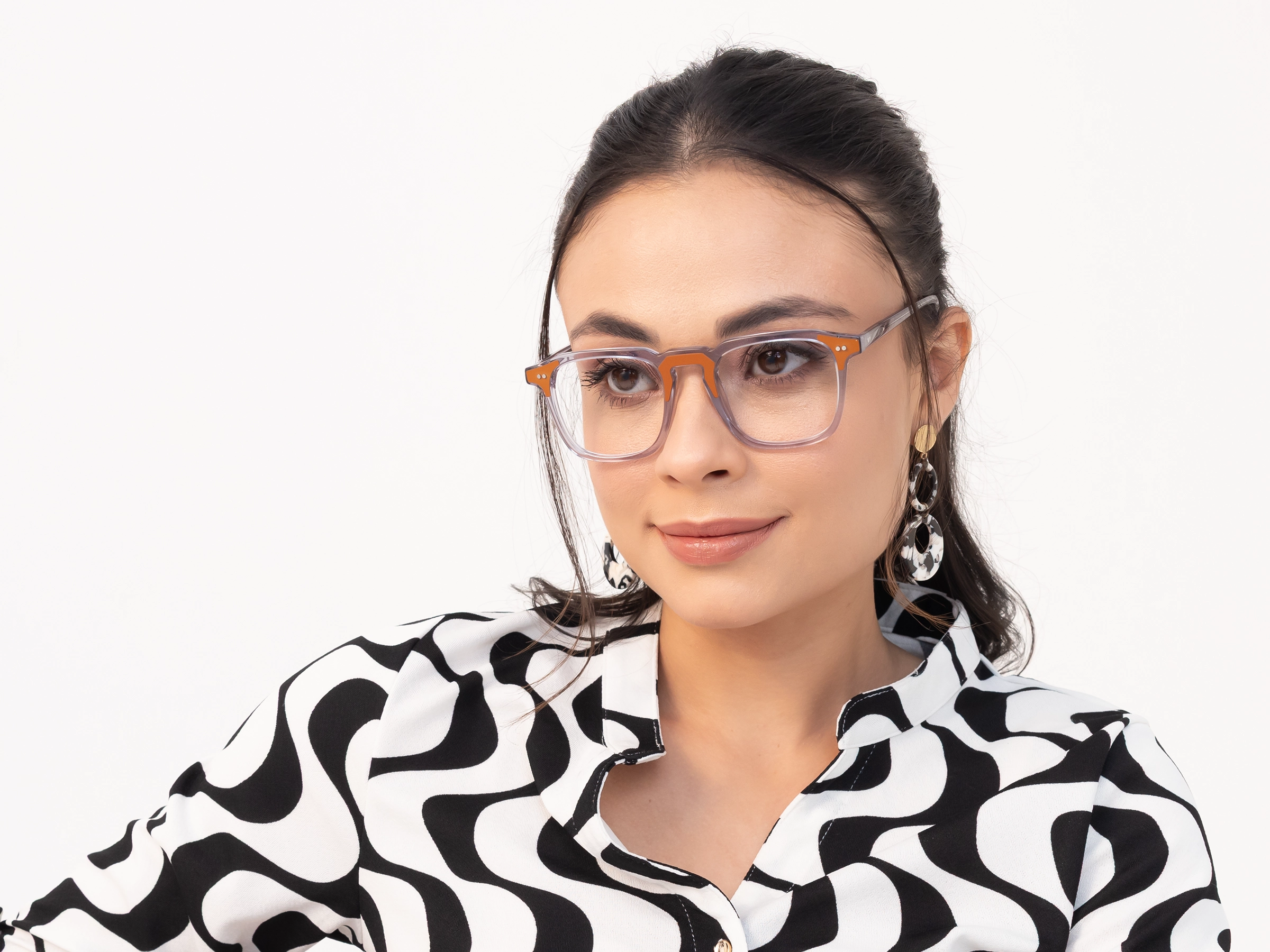 Crystal Grey & Tan Square Acetate Glasses