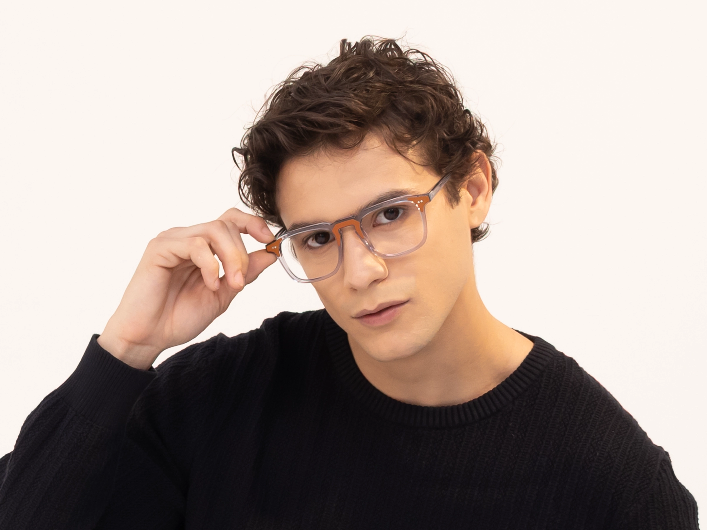 Crystal Grey & Tan Square Acetate Glasses