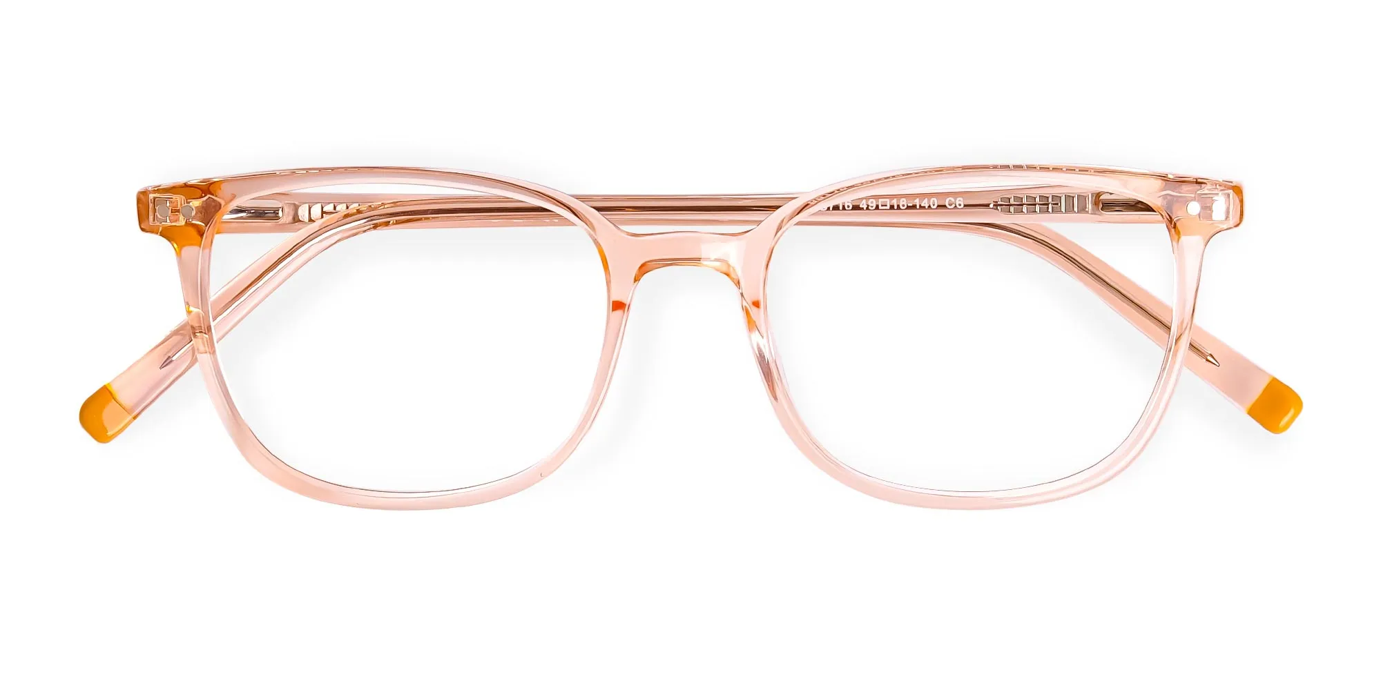 Crystal clear and Transparent Orange Rectangular Glasses Frames-2