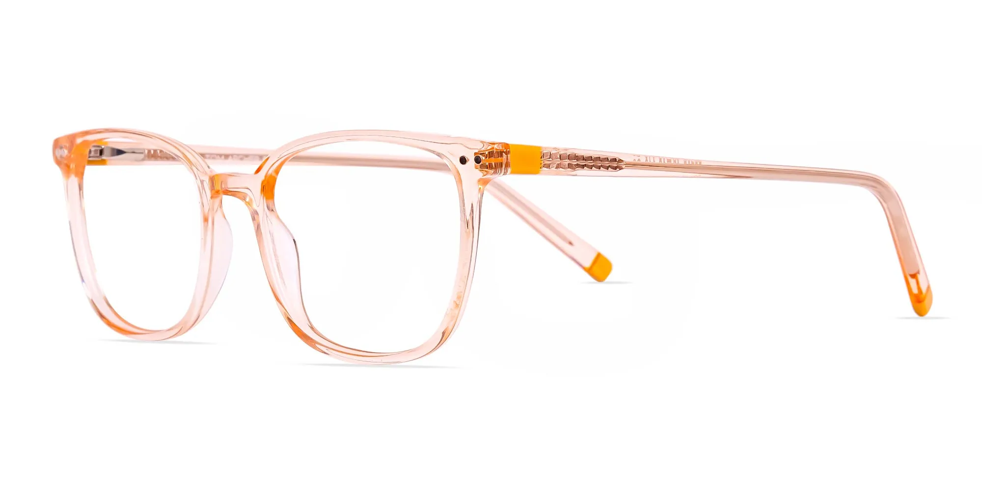 Crystal clear and Transparent Orange Rectangular Glasses Frames-2 Crystal clear and Transparent Orange Rectangular Glasses Frames-2