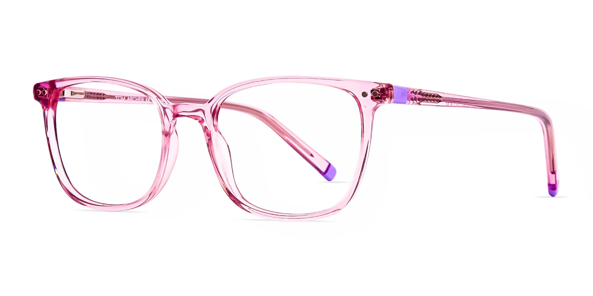 Transparent Pink Rectangular Glasses frames-2