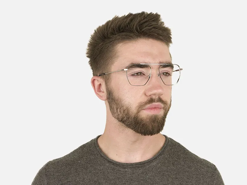 Silver and Royal Blue Wire Frame Glasses Men Women - 2 