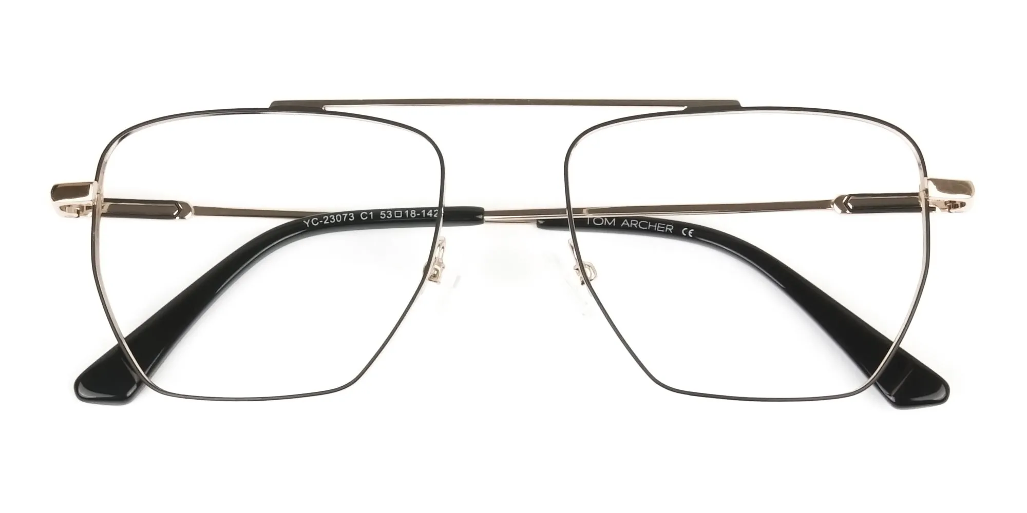 Black  and Gold Pilot  Wire Frame Glasses Men Women - 2