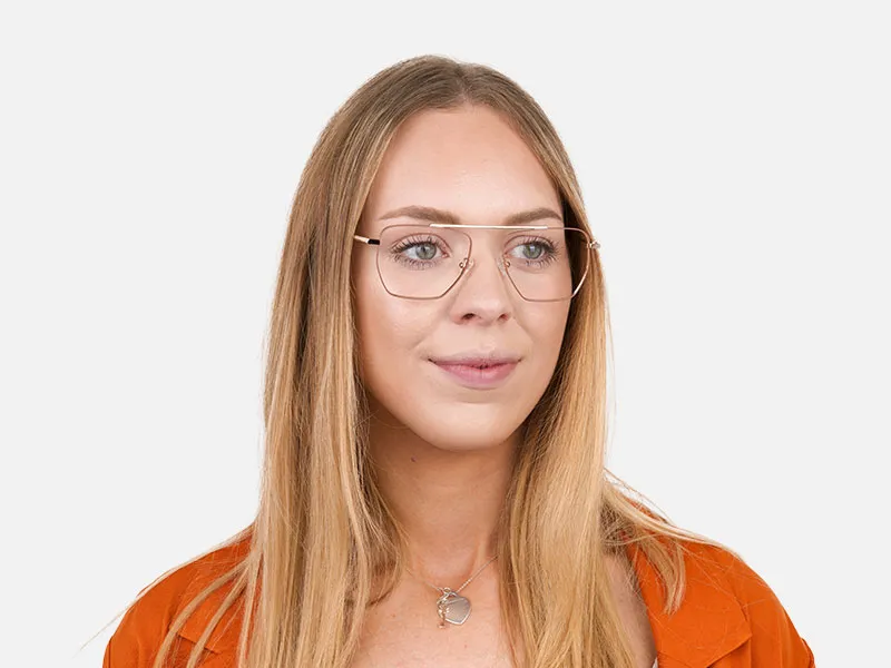 Lightweight Brown and Rose Gold Wire Frame Glasses Men Women - 2