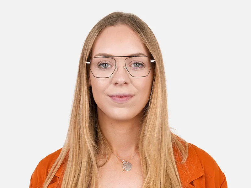 Lightweight  Black and Silver Wire Frame Glasses Men Women - 2