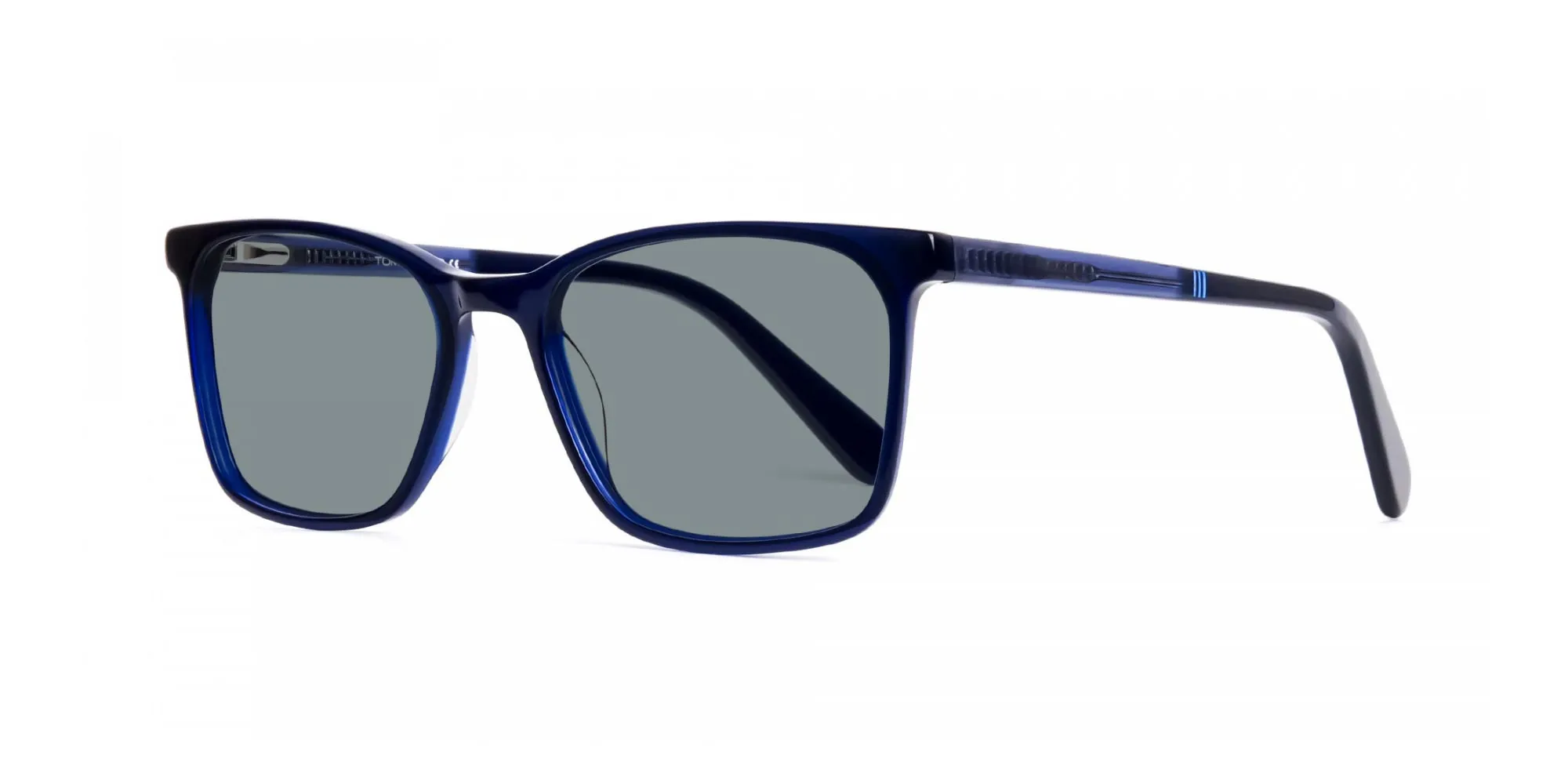 Blue Rimmed Sunglasses With Green Tint-2