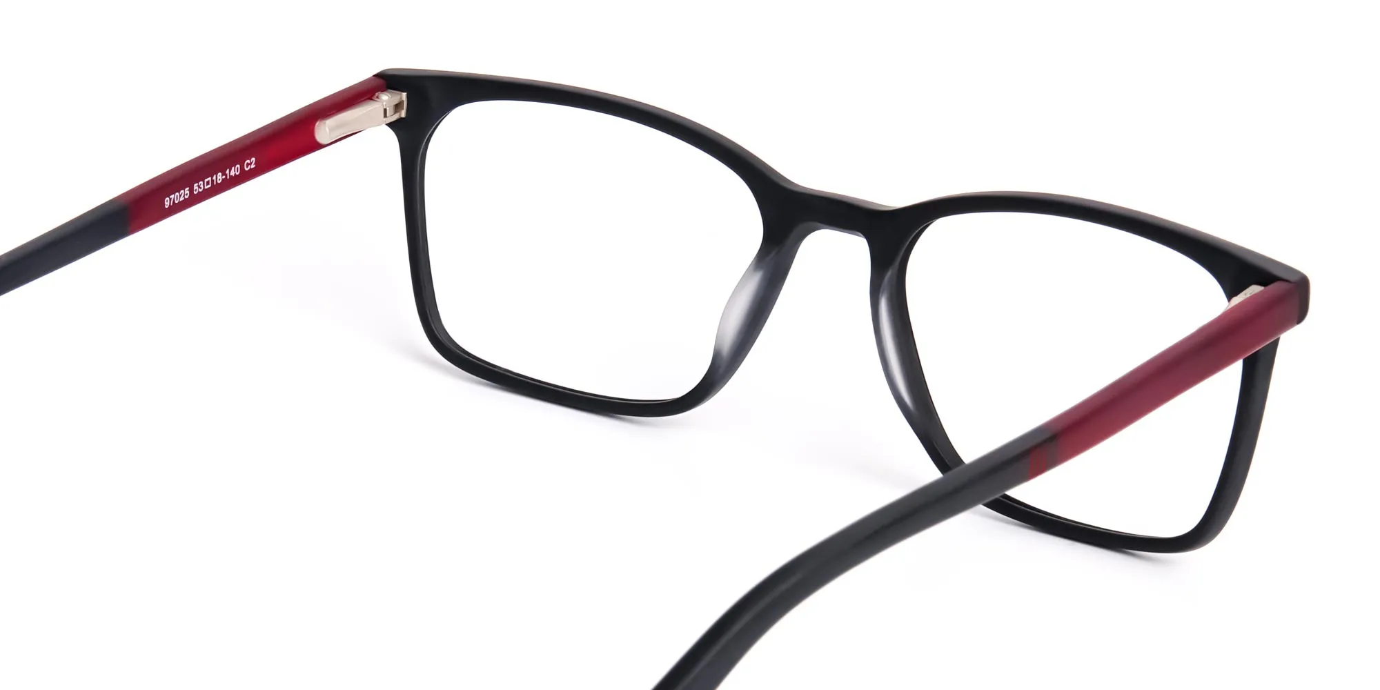 matte grey and red rectangular glasses frames-2