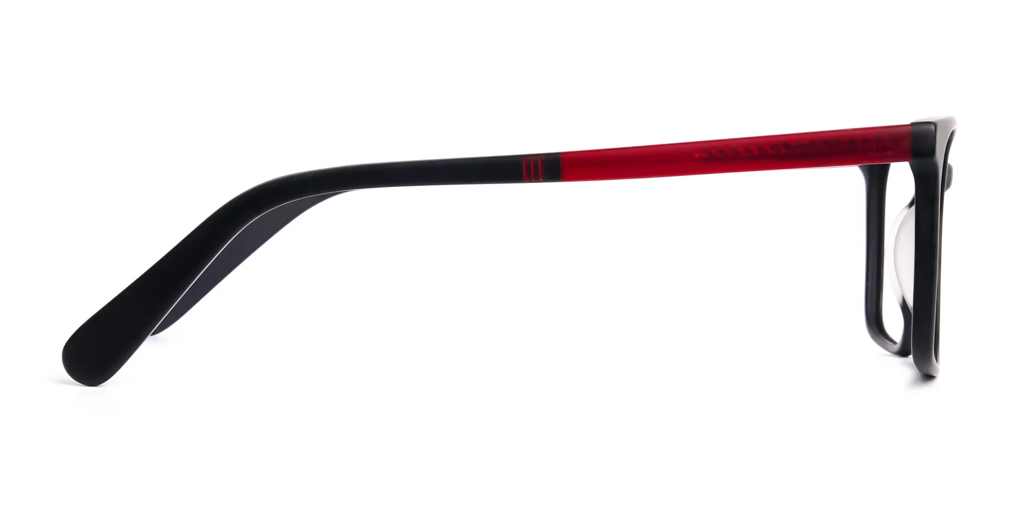 matte grey and red rectangular glasses frames-2