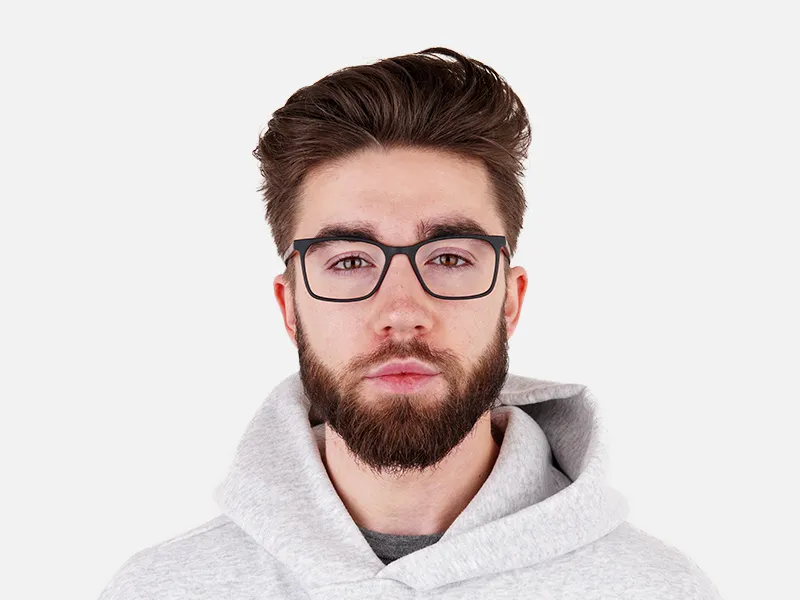 matte grey and red rectangular glasses frames-2