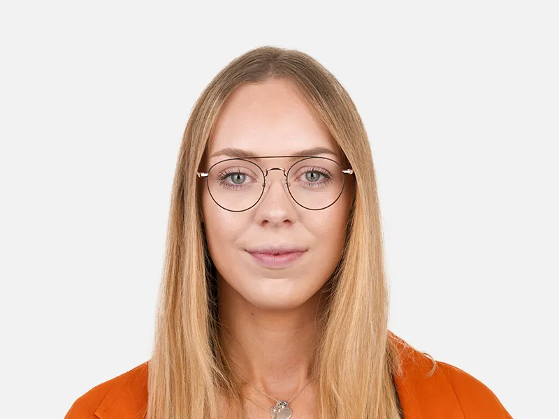 Black & Rose Gold Round Pilot Glasses - 2