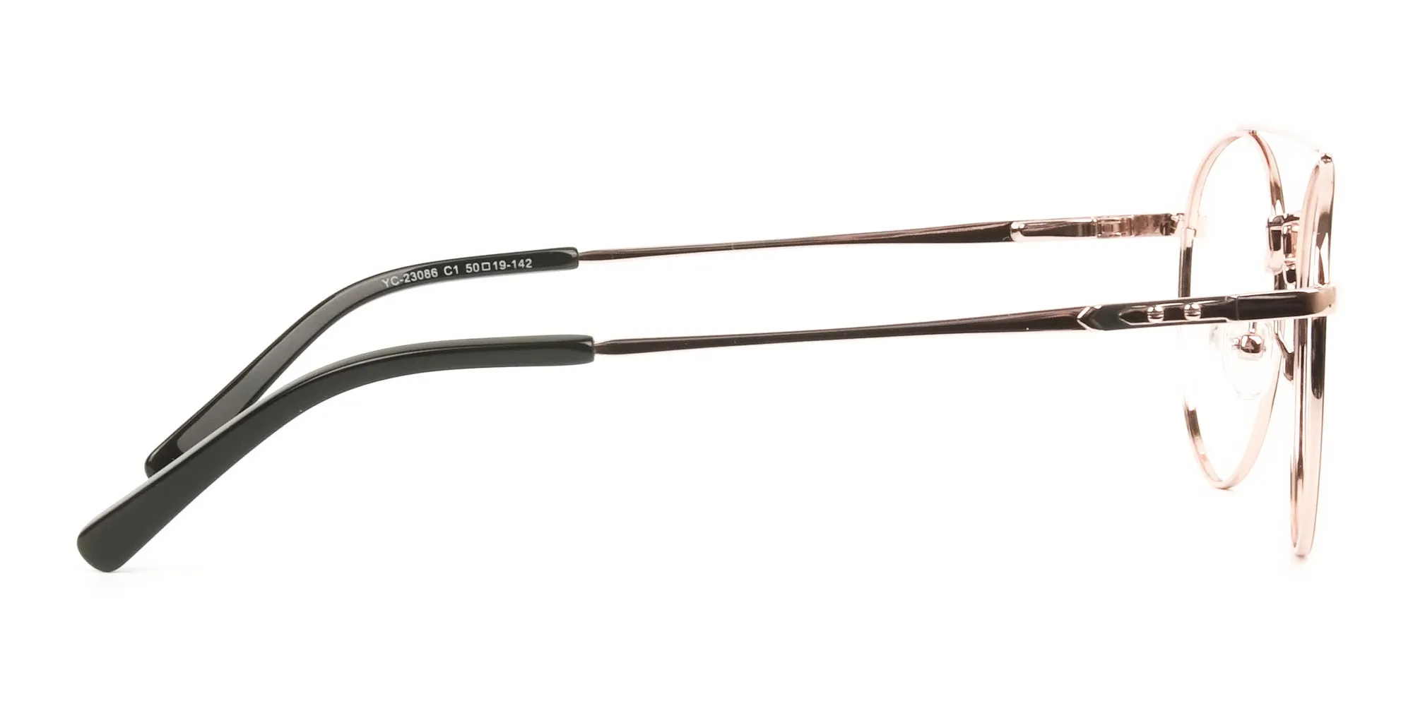 Black & Rose Gold Round Pilot Glasses - 2