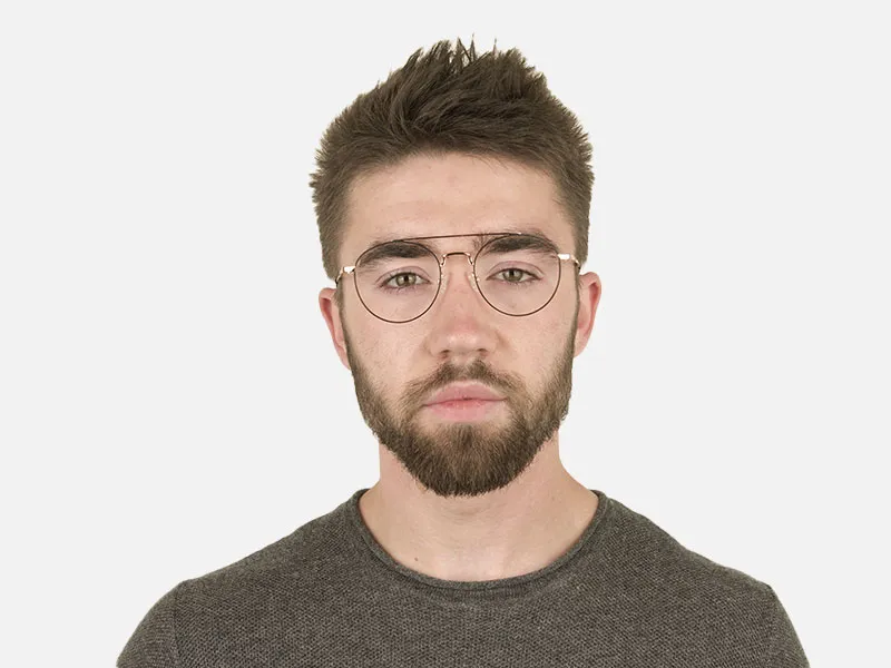 Black & Rose Gold Round Pilot Glasses - 2