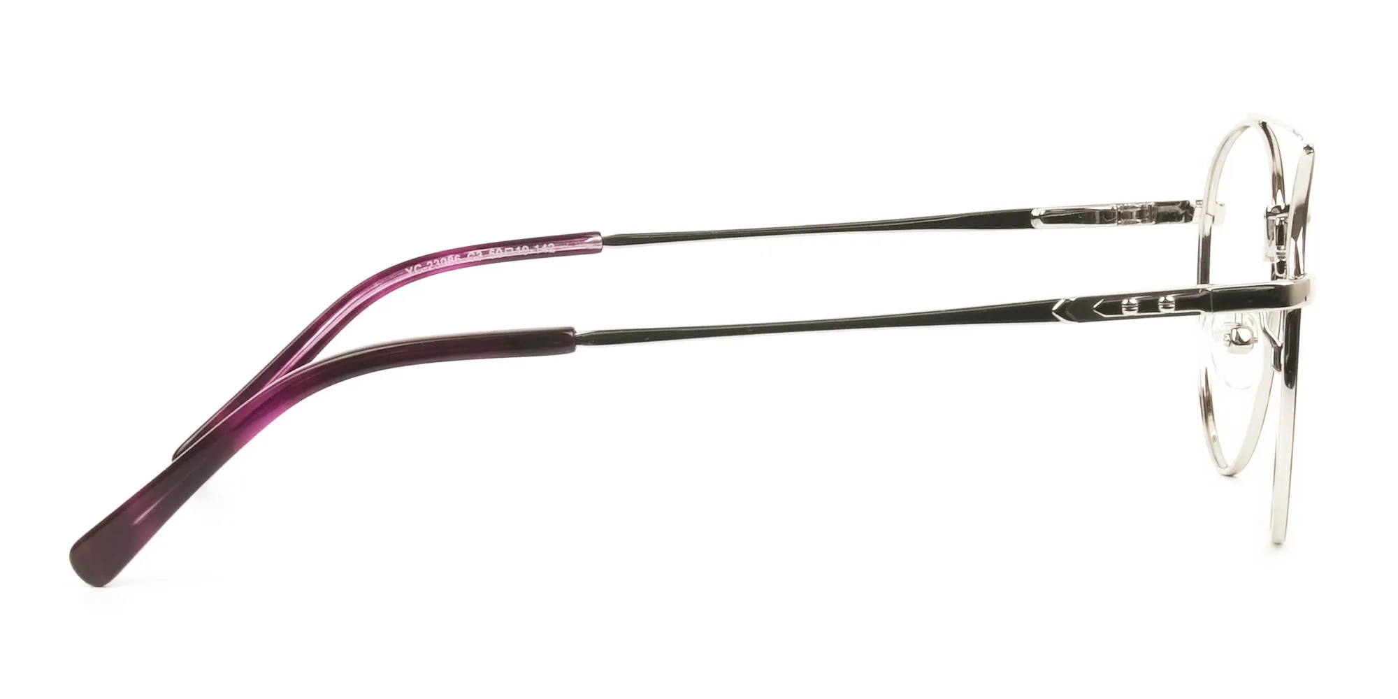 Lightweight Black & Silver Round Pilot Glasses in Metal - 2