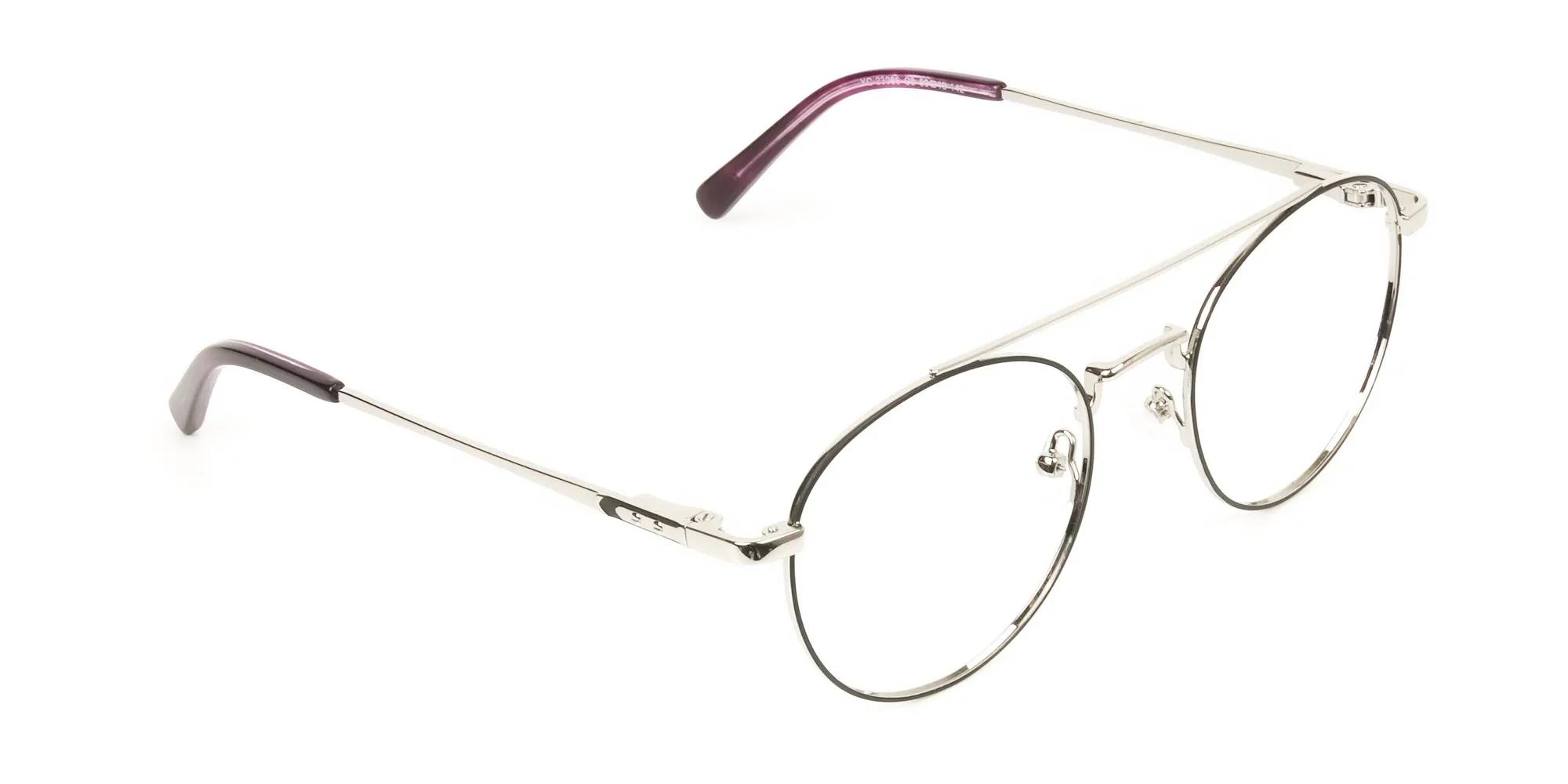 Lightweight Black & Silver Round Pilot Glasses in Metal - 2