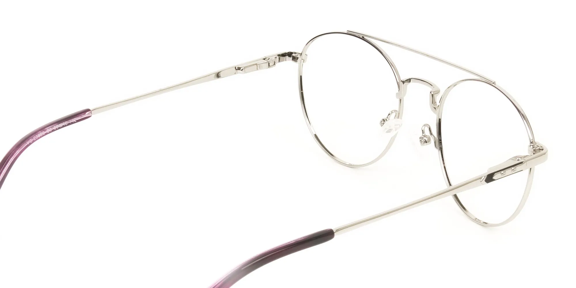 Lightweight Black & Silver Round Pilot Glasses in Metal - 2